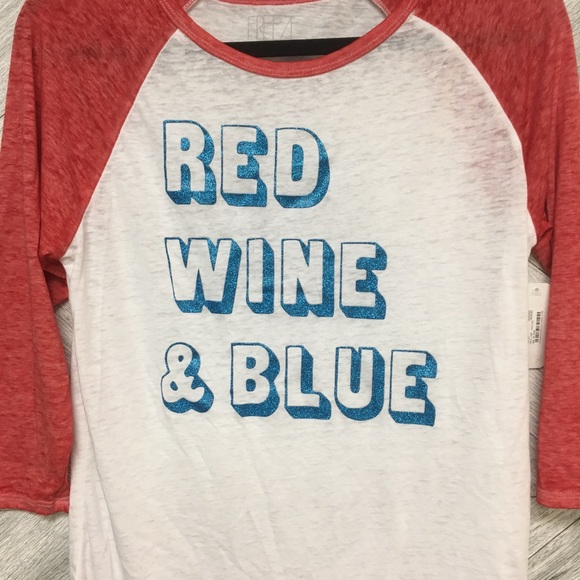 Freeze | Red Wine & Blue Baseball Tee For July 4th - Picture 2 of 8